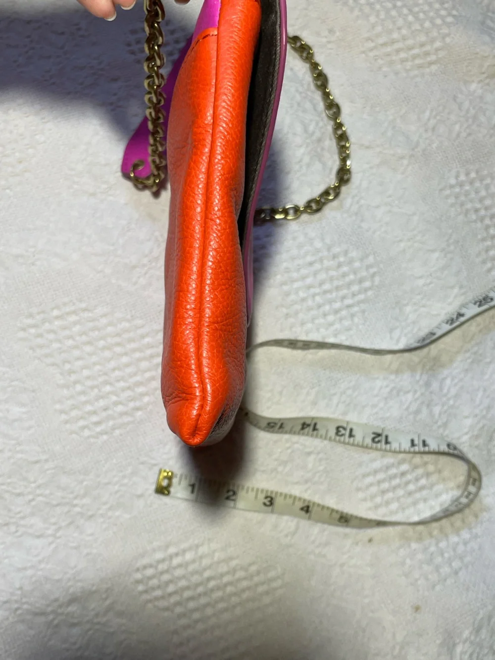 J.Crew Invitation Clutch – Colorblock Leather Orange & Fuchsia Pink